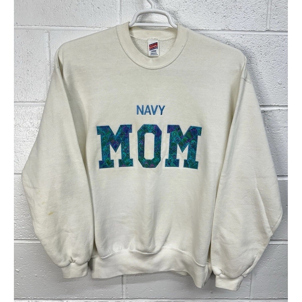VTG Soffe US Navy Mom Quilted Plaid Crewneck Sweatshirt / Women's Size Large